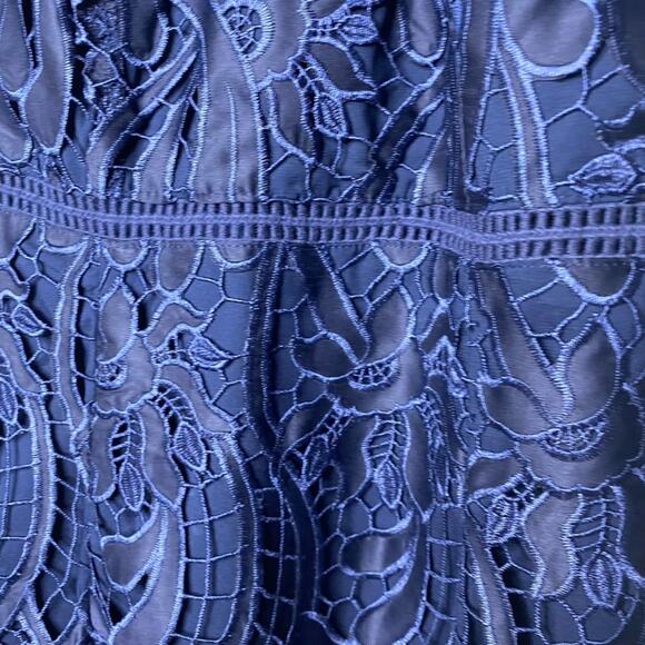 Bardot Floral Lace Halter Navy Blue Pencil Sheath Dress Cocktail Formal Size 4 - Picture 9 of 12